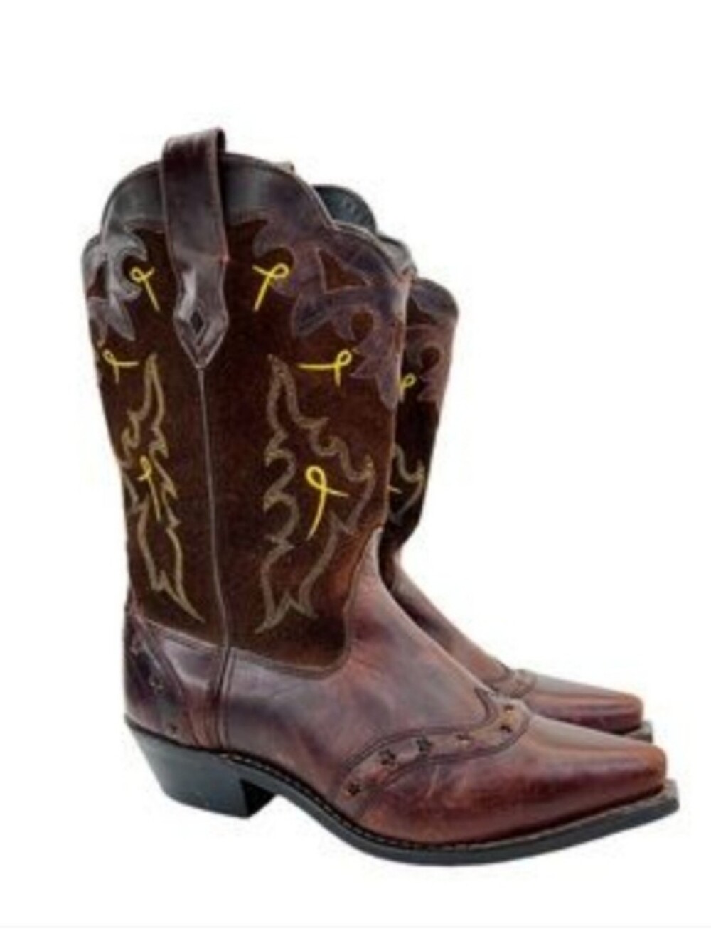 Sonora Double H Cowboy boots leather star punch detail size 8